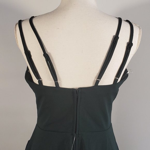 Teeze Me Juniors Illusion Fit Flare Dress, Green - Picture 6 of 6